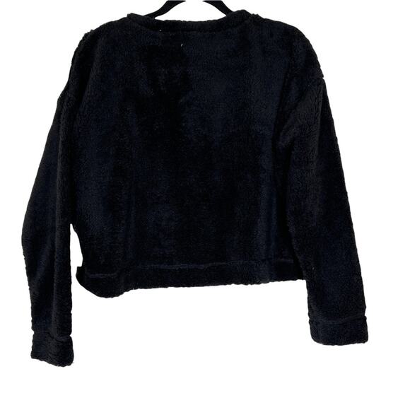 NWT NEW ABOUND Nordstrom Fuzzy Fleece half zip Pullover in Black - Picture 3 of 10